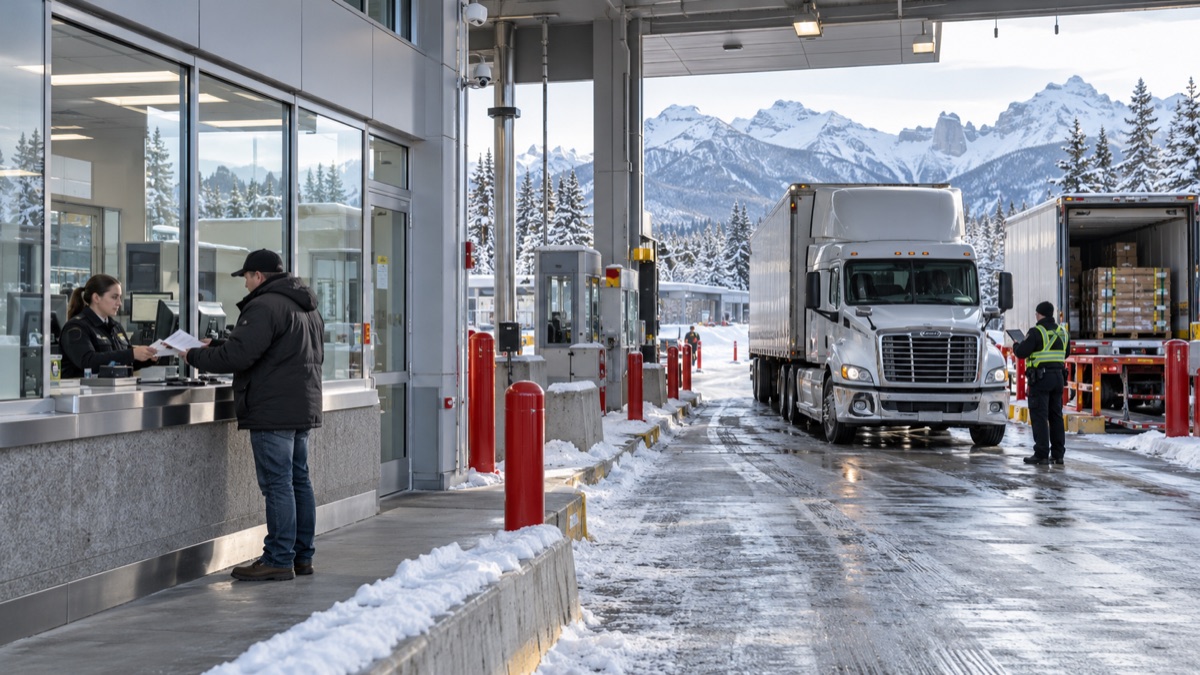 加拿大雪季商业口岸与跨境卡车清关场景